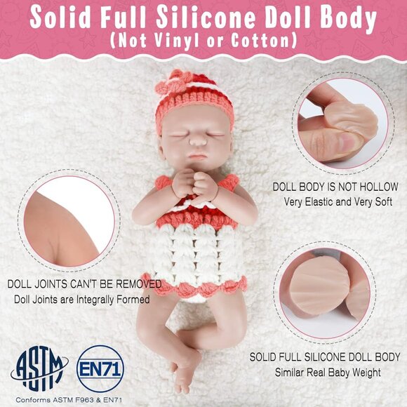 🆕14inch Full Realistic Silicone Baby Doll Reborn Close Eye Lifelike Baby Girl - Picture 3 of 5